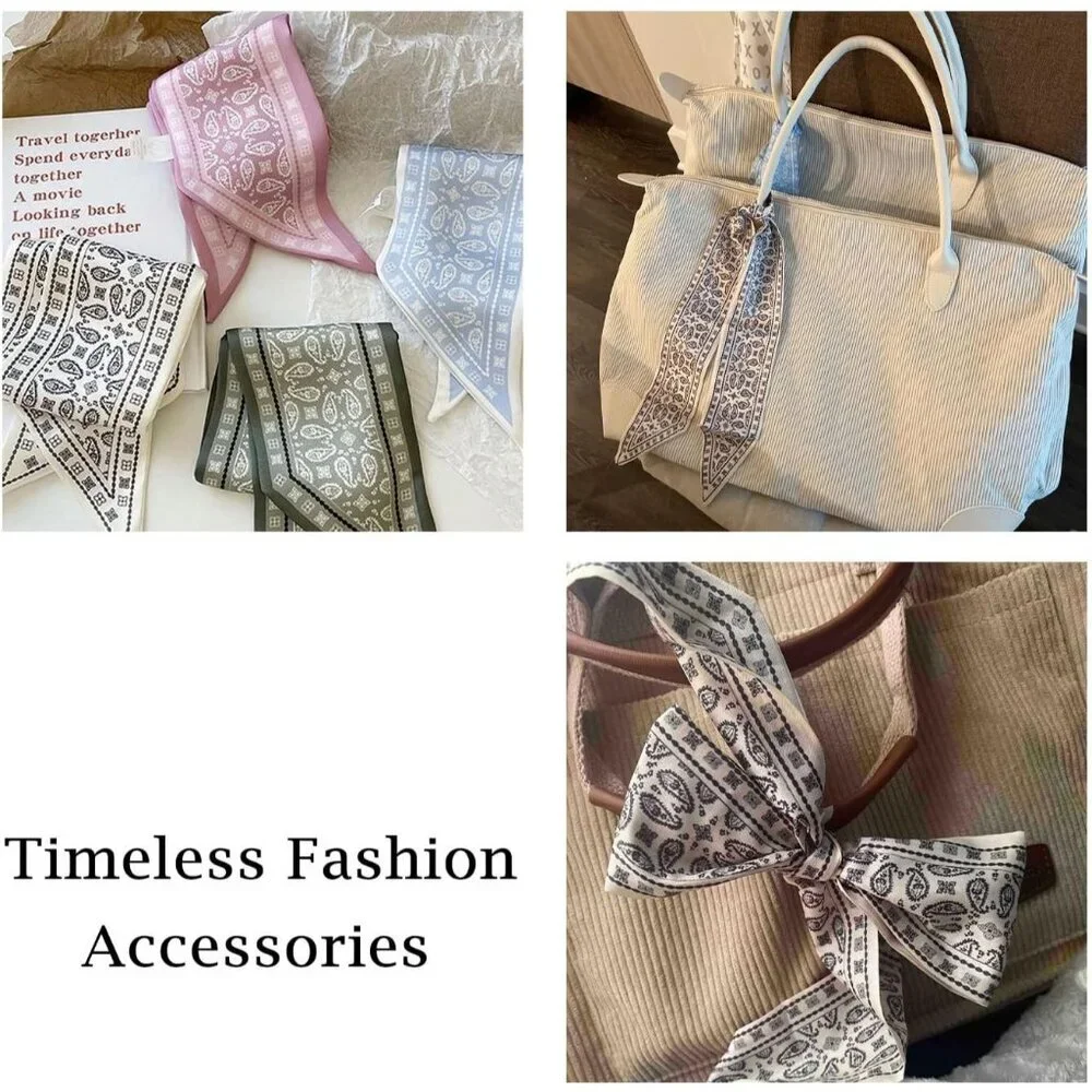 4Pcs Fashion Scarves for Women Boho Satin Headbands Multi-Function Bag Hair